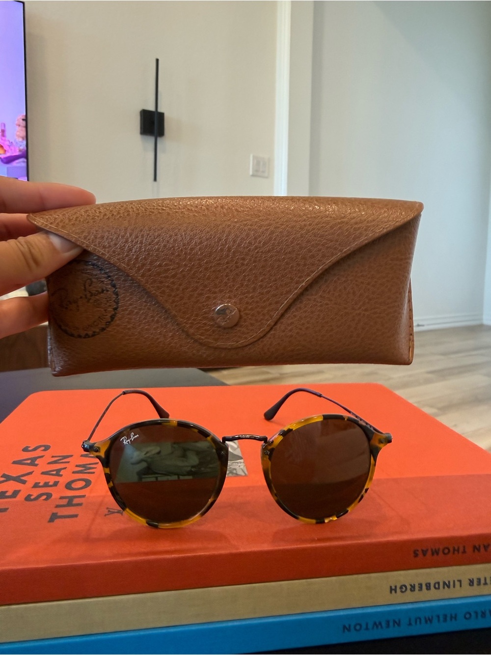 Ray-Ban Brown Tortoiseshell Toiletry / Accessory Case with Snap Closure